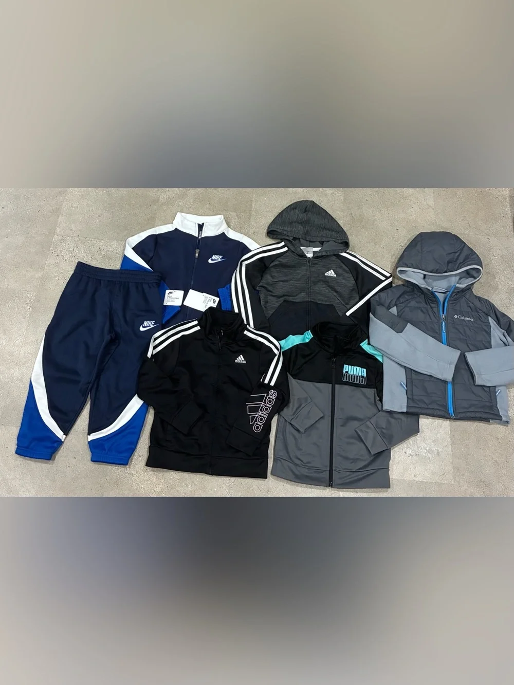 Boys NIKE/ADIDAS/COLUMBIA Athletic Outfit & Jacket Lot, sz 4….2 NWT